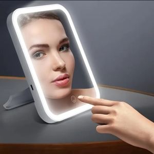 Makeup Mirror Touch Screen Portable Standing Folding Vanity Mirror